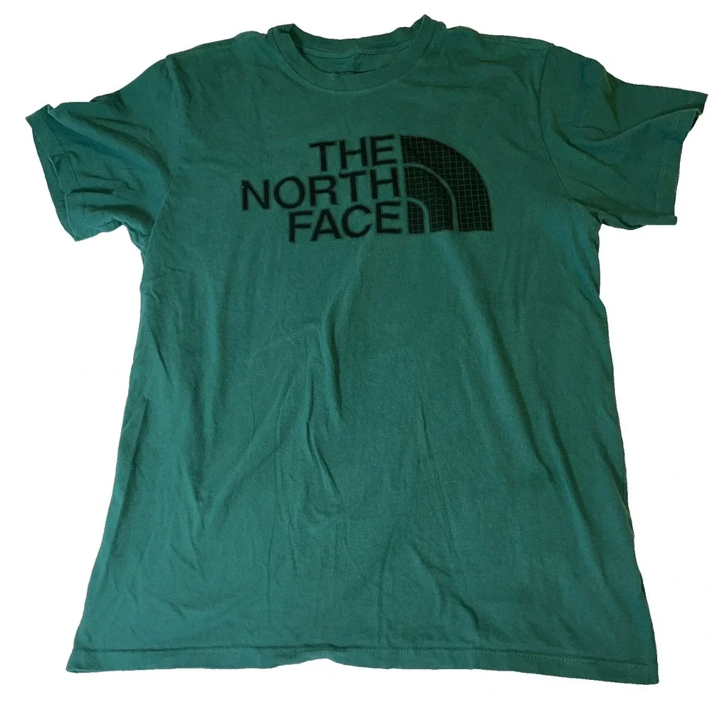 The North Face Men's Lot Tee Shirts Medium Top Green Red Logo Stars - Picture 2 of 8
